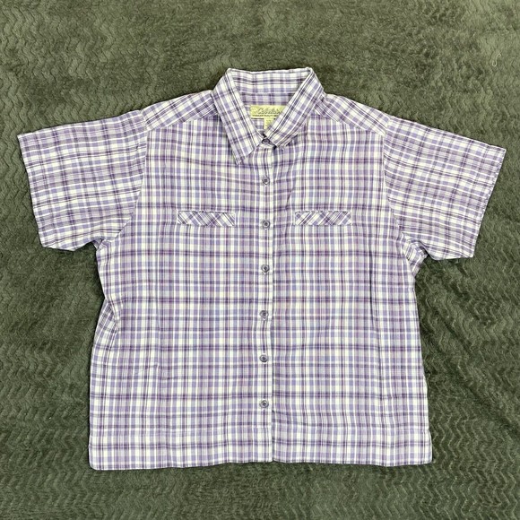 Cabelas Button Up Shirt Womens Large Plaid Green Pink Purple Lot of‎ 3 - Picture 12 of 15